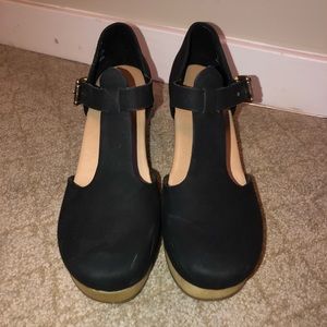 T-strap clog heels